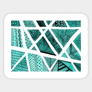 Geometric doodles - turquoise and black Sticker